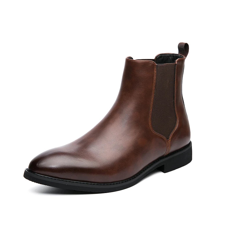 New Chelsea Boots Men Shoes Brown Fashion Versatile Business Casual British Style Street Party Wear Classic Ankle Boots