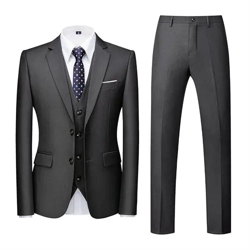 3 piece dark gray Italian suit