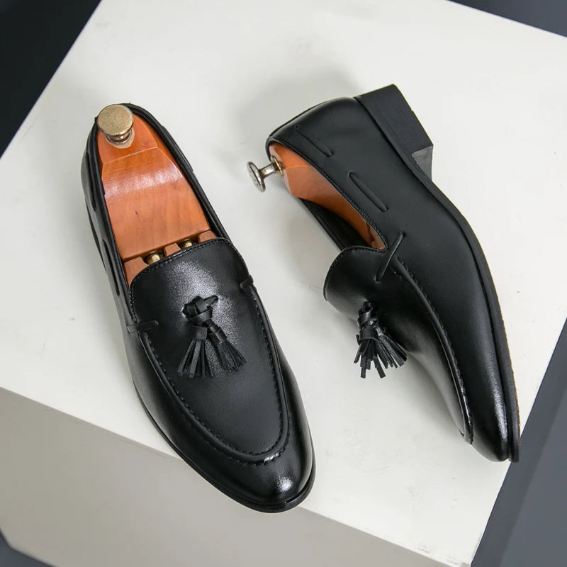 Trendy Brand Classic Brown Men'S Work Shoes anti Slip Comfortable Men'S Leather Casual Shoes Commuting Daily Driving Shoes