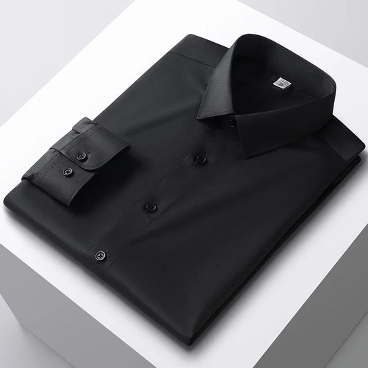 Black fitted shirt made of cotton and polyester