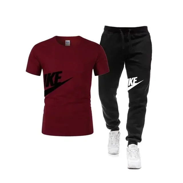 Comfortable two-Piece Set Short Sleeve T-Shirt+Long Pants Men'S Casual 