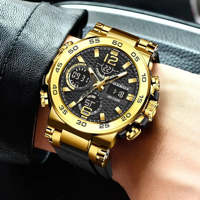 Business Watch Men Fashion Diver Watch Men Top Brand Luxury Sport Waterproof Military Chronograph Relógio Masculino+BOX