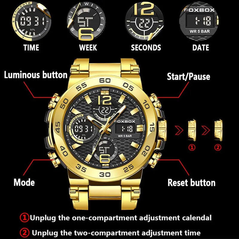 Business Watch Men Fashion Diver Watch Men Top Brand Luxury Sport Waterproof Military Chronograph Relógio Masculino+BOX