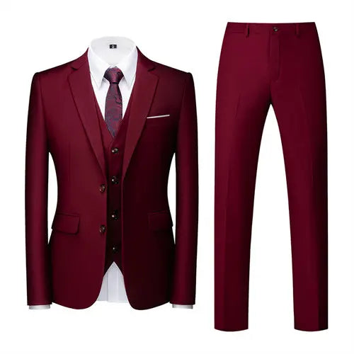 3 piece burgundy Italian suit