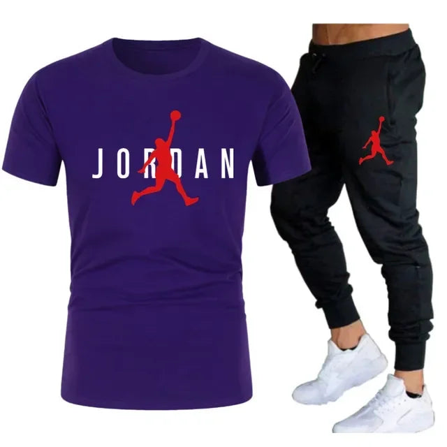 2025 Summer Men'S Tracksuit Suit Brand Short Sleeve T-Shirt + Trousers 2-Piece Sets Fitness Jogging Sports Pants Sportswear Suit