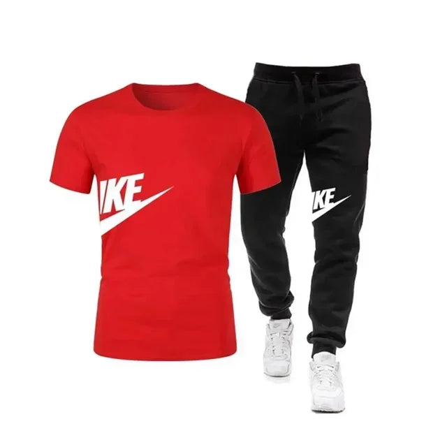 Comfortable two-Piece Set Short Sleeve T-Shirt+Long Pants Men'S Casual 