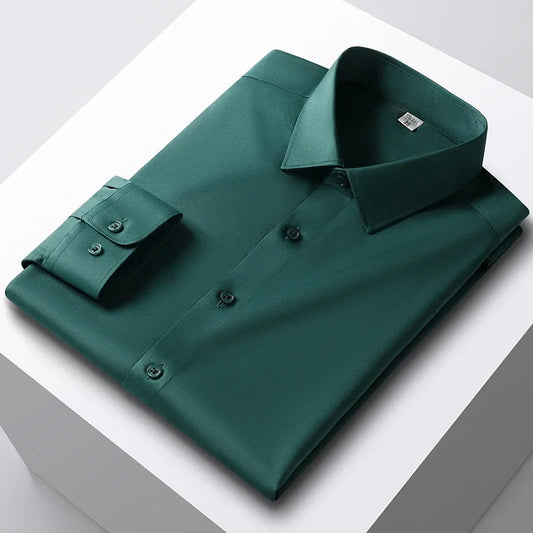 Green fitted shirt made of cotton and polyester