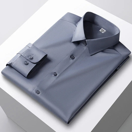 Gray fitted shirt made of cotton and polyester