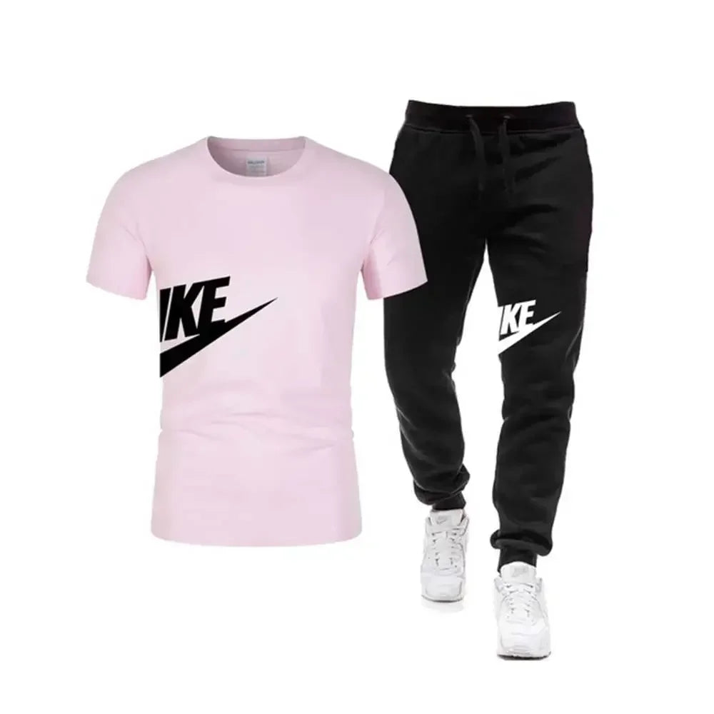 Comfortable two-Piece Set Short Sleeve T-Shirt+Long Pants Men'S Casual 