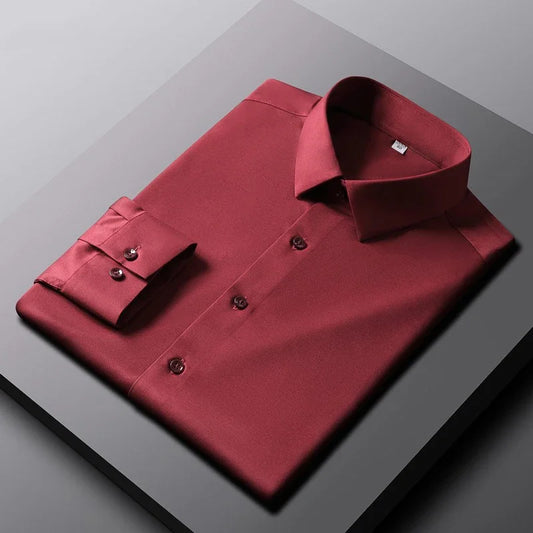 Red fitted shirt made of cotton and polyester