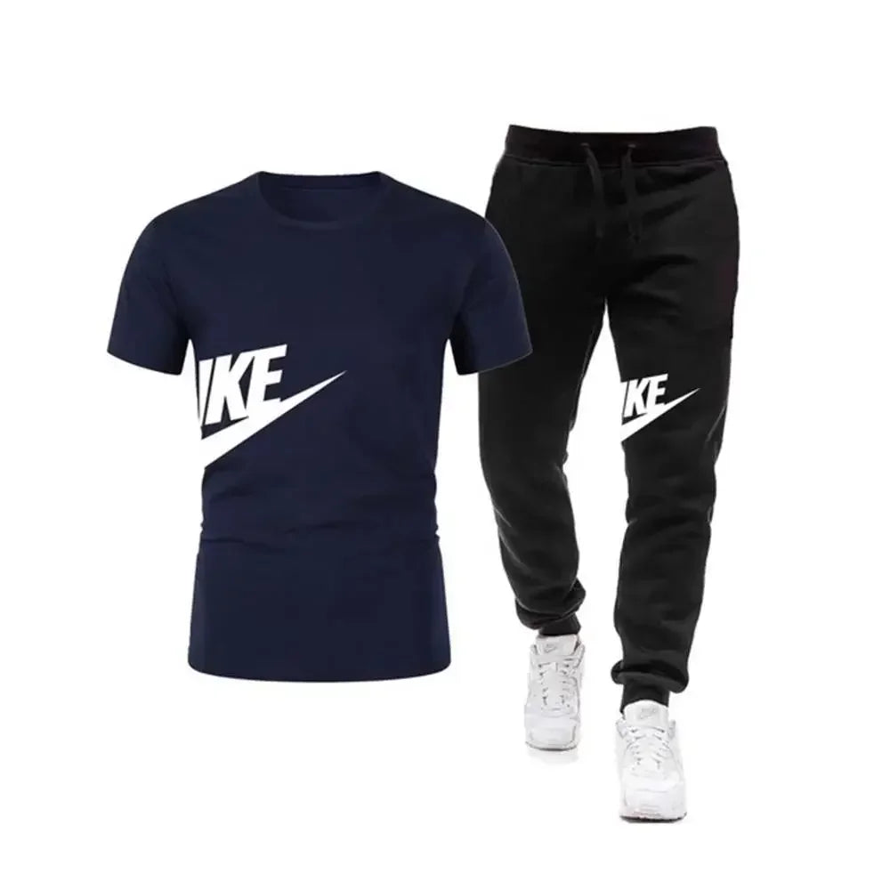 Comfortable two-Piece Set Short Sleeve T-Shirt+Long Pants Men'S Casual 