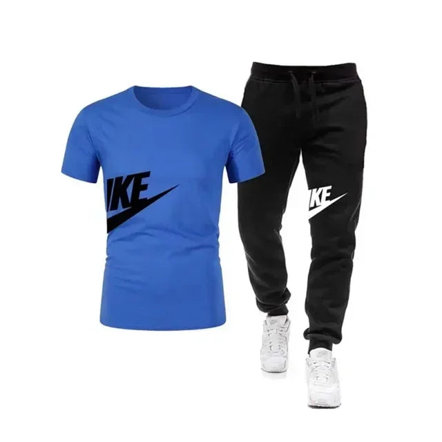 Comfortable two-Piece Set Short Sleeve T-Shirt+Long Pants Men'S Casual 