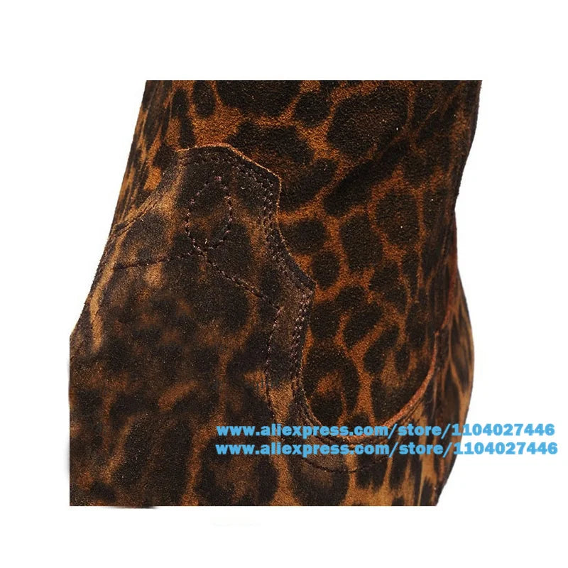 Men'S Leopard Print Chelsea Boots Pointed Suede Booties Men Classic Designer Men'S Boots Luxury Brand Handmade Men Shoes Botas