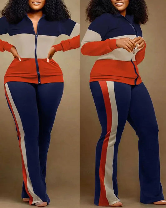 Autumn Spring Fashion Casual Female Outfits Long Sleeved Jacket Top Pants Printed Trendy Set Womens Two Piece Sets Outfit