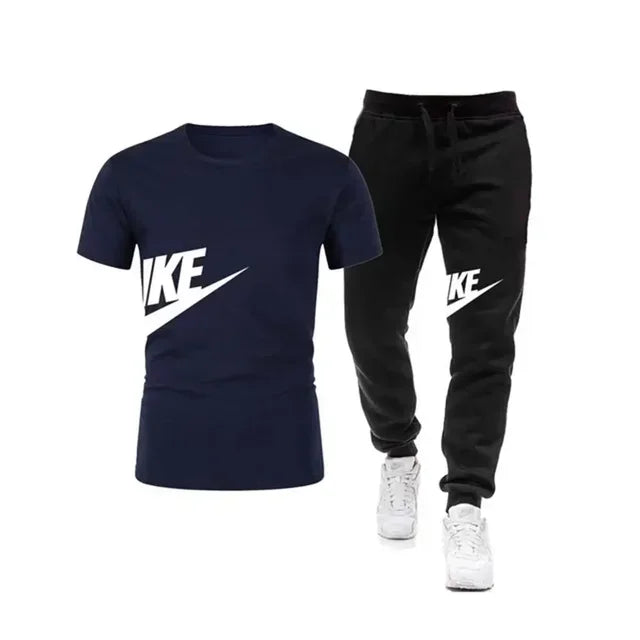 Comfortable two-Piece Set Short Sleeve T-Shirt+Long Pants Men'S Casual 