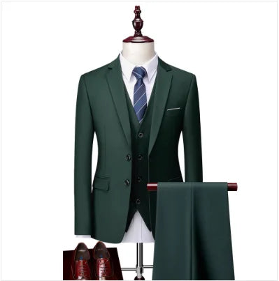 3 piece dark green Italian suit