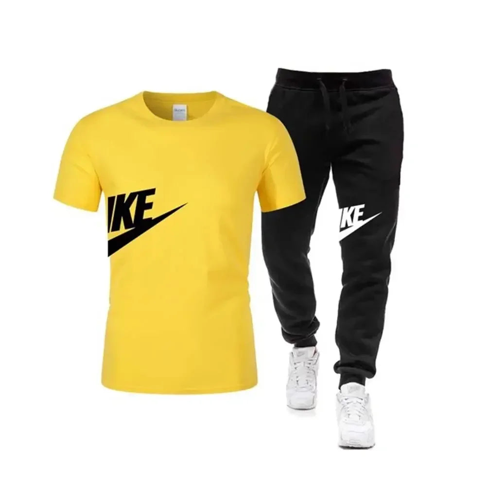 Comfortable two-Piece Set Short Sleeve T-Shirt+Long Pants Men'S Casual 