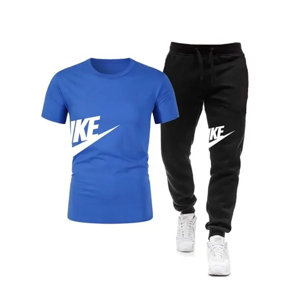 Comfortable two-Piece Set Short Sleeve T-Shirt+Long Pants Men'S Casual 