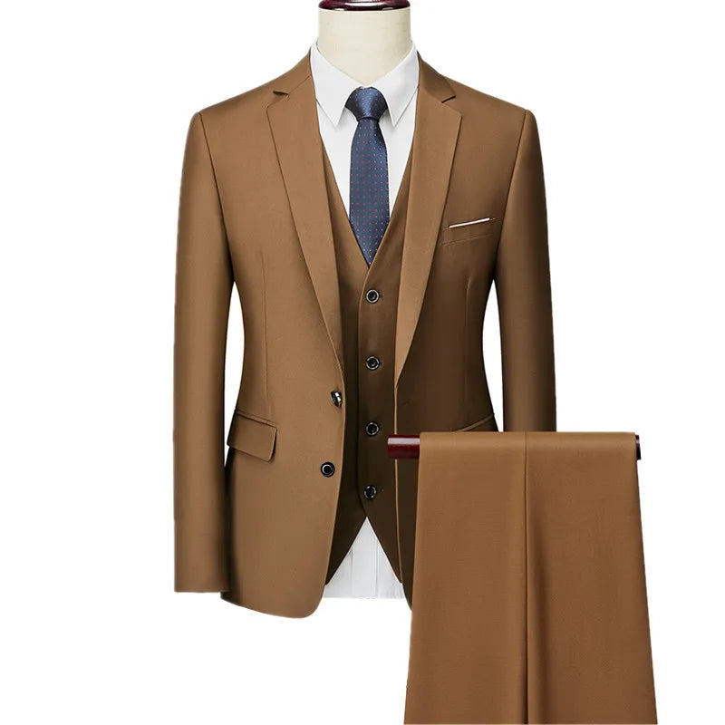 3 piece khaki Italian suit