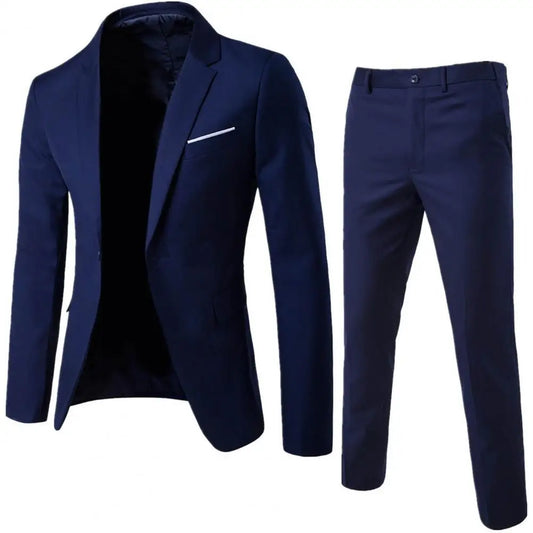 2 piece cotton and polyester navy blue suit