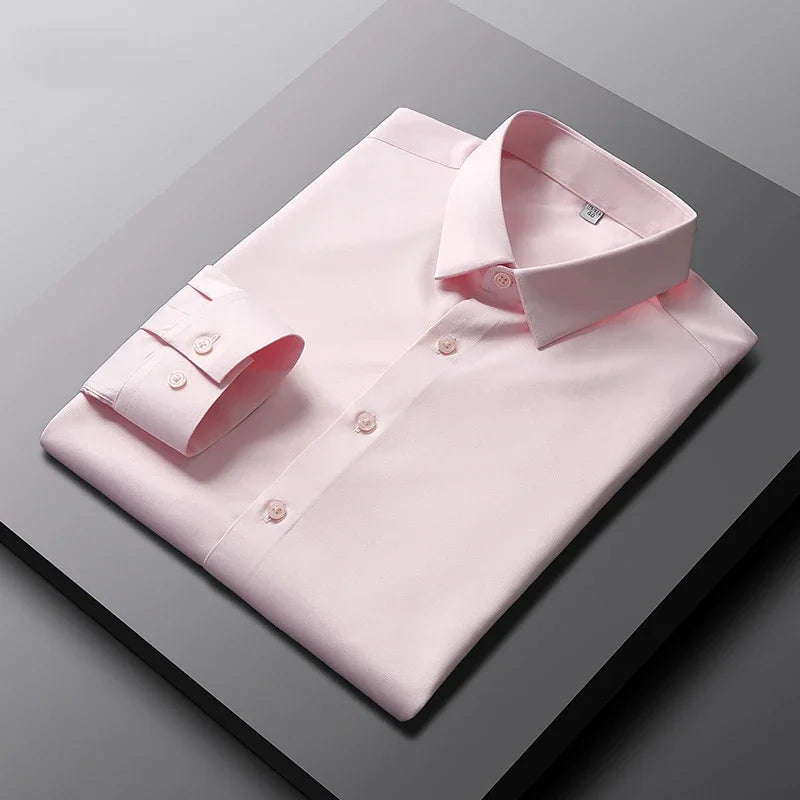 Pink fitted shirt made of cotton and polyester