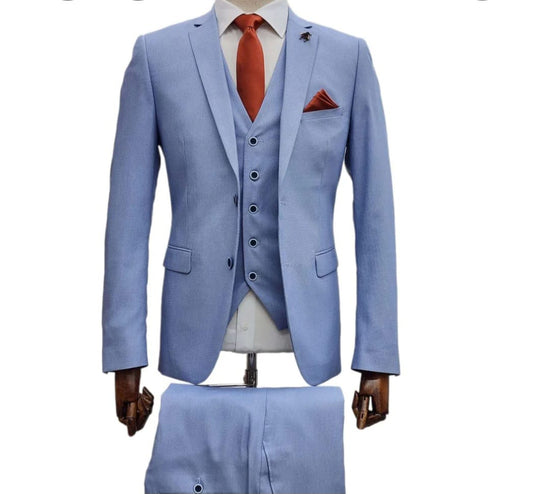 3 piece Sky blue suit