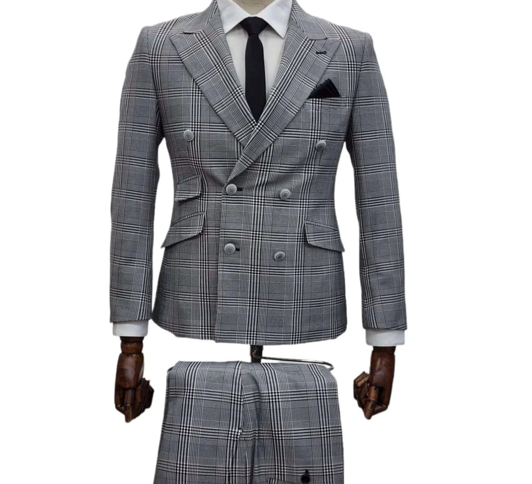 2 piece cotton and polyester gray suit