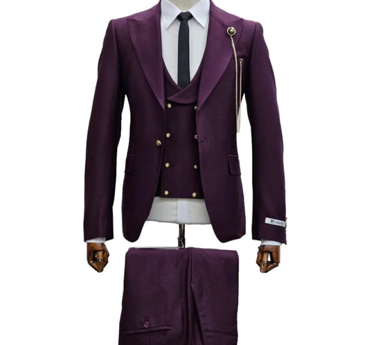 3 piece deep purple suit