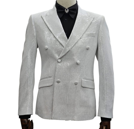 2 piece cotton and polyester silver suit