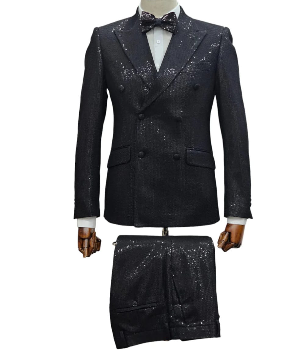 2 piece cotton and polyester black suit