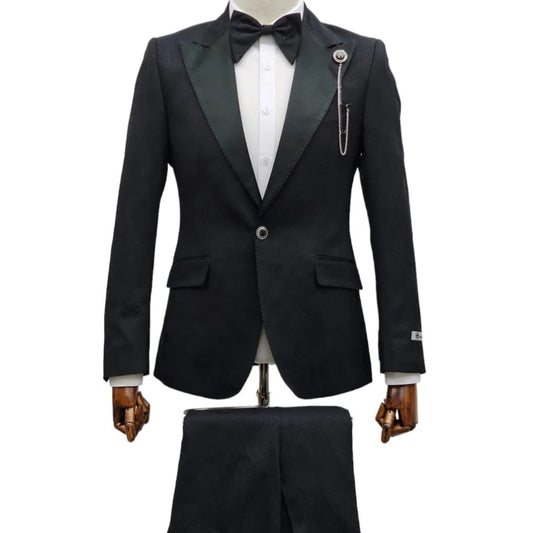 2 piece cotton and polyester black suit