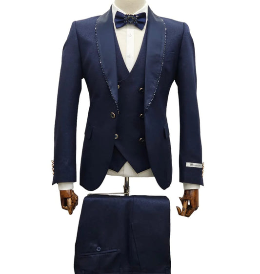 3 piece navy blue suit