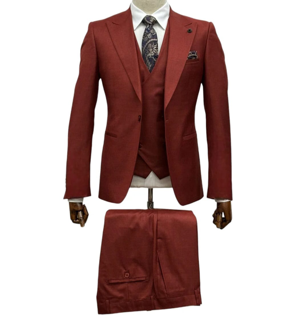 3 piece red suit