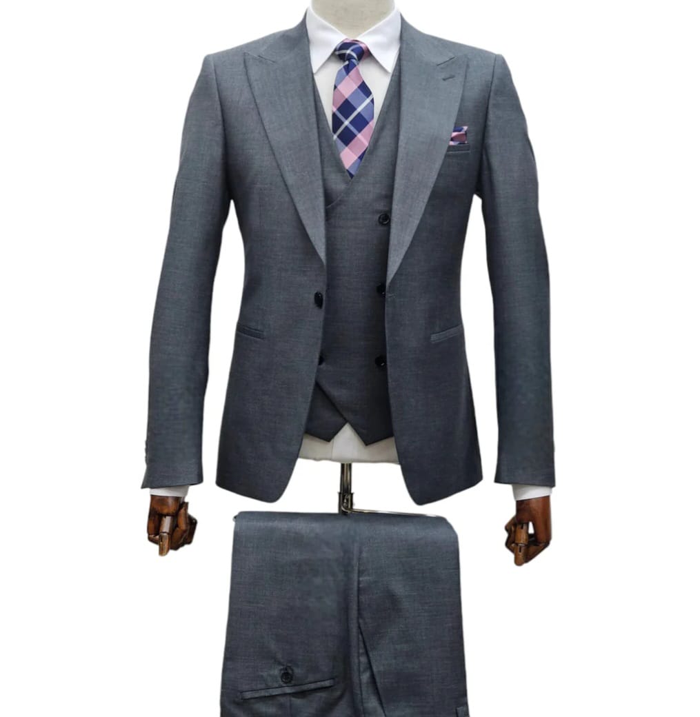 3 piece gray suit