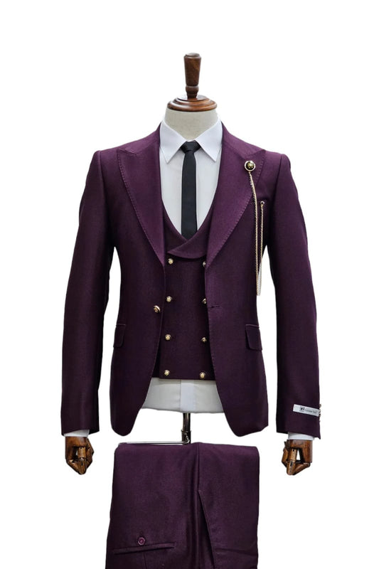 3 piece purple suit