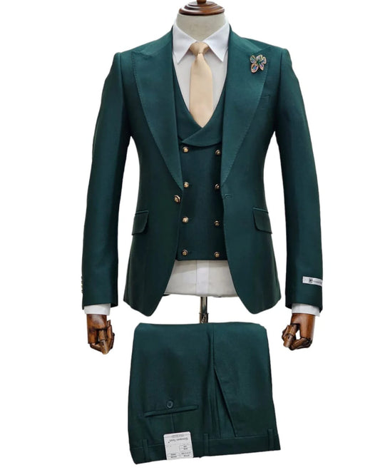 3 piece green suit