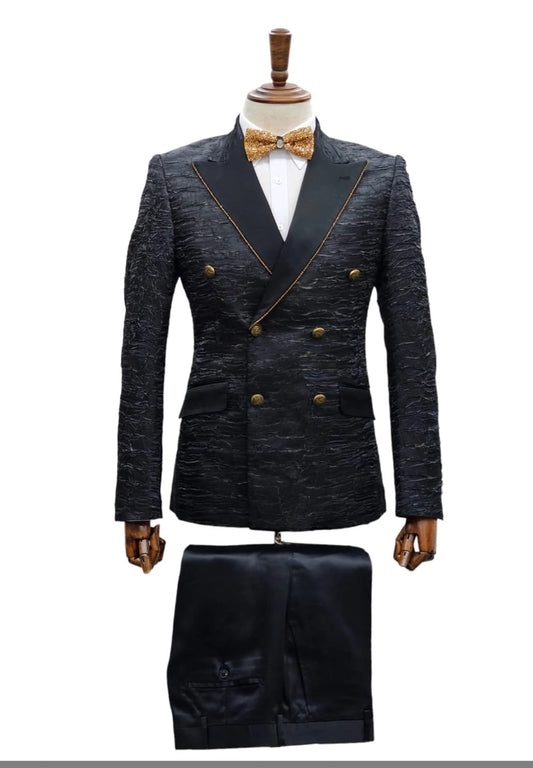 2 piece cotton and polyester black suit