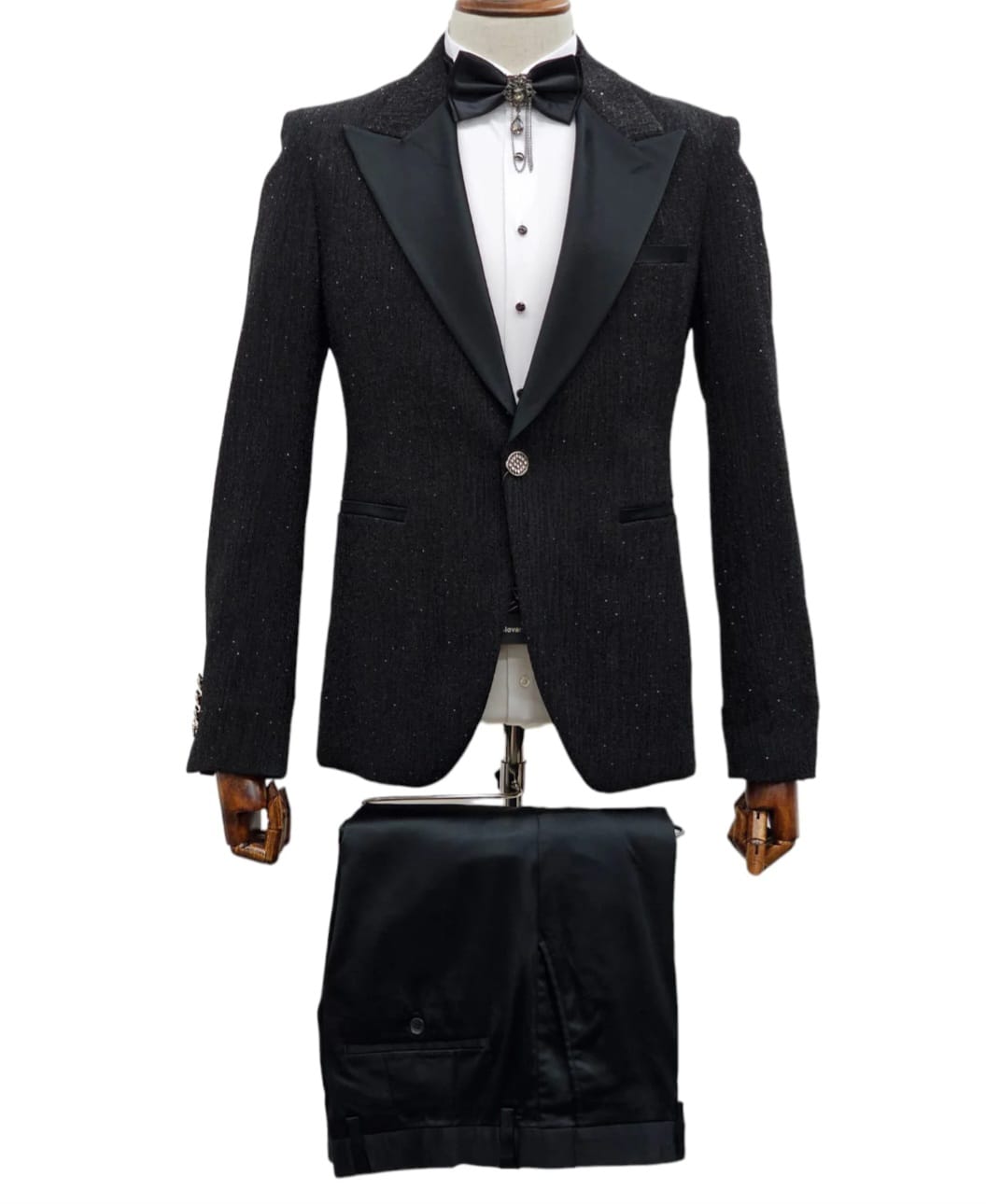 2 piece cotton and polyester black suit