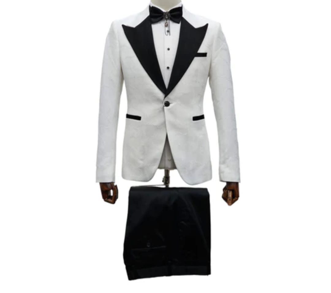 2 piece cotton and polyester white suit