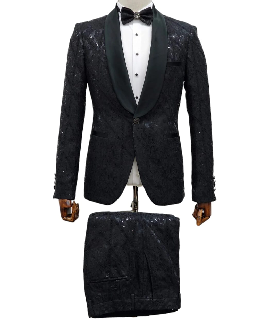 2 piece cotton and polyester black suit