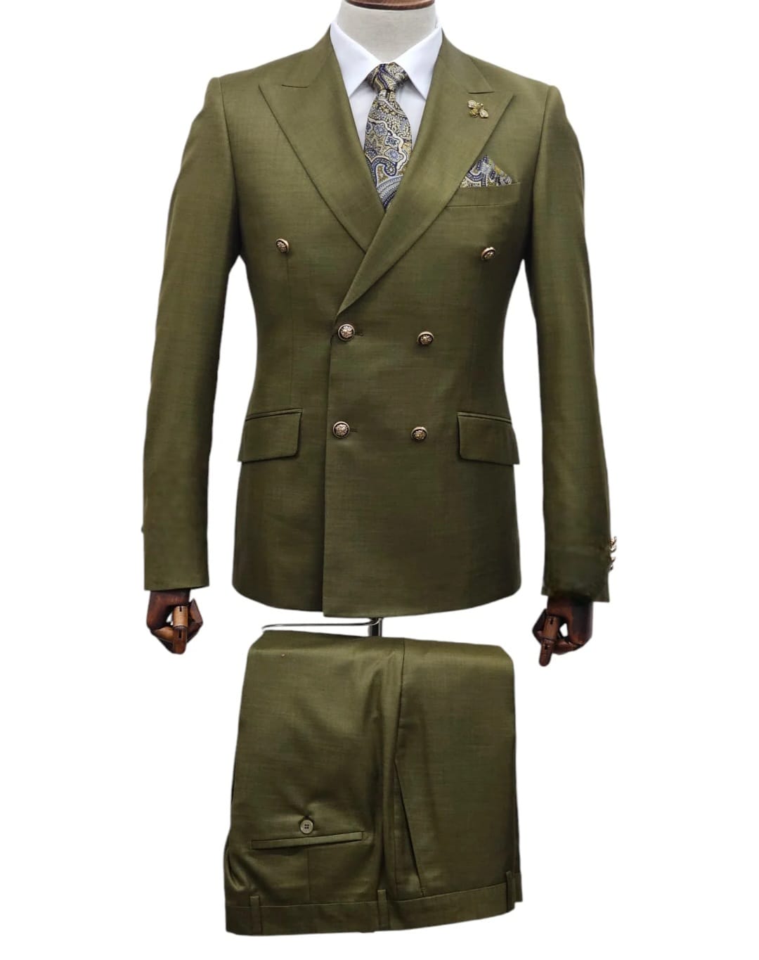 2 piece cotton and polyester green suit